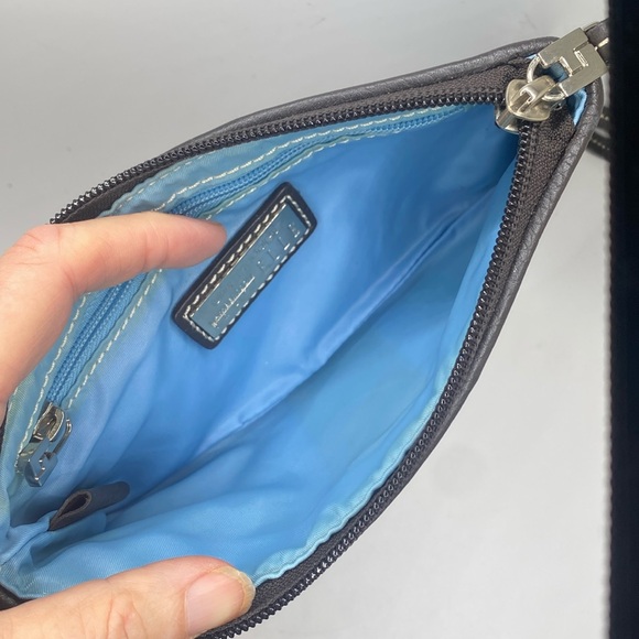 Lambertson Truex exclusive for Bloomington brown Leather & blue Suede Wristlet - Picture 6 of 9